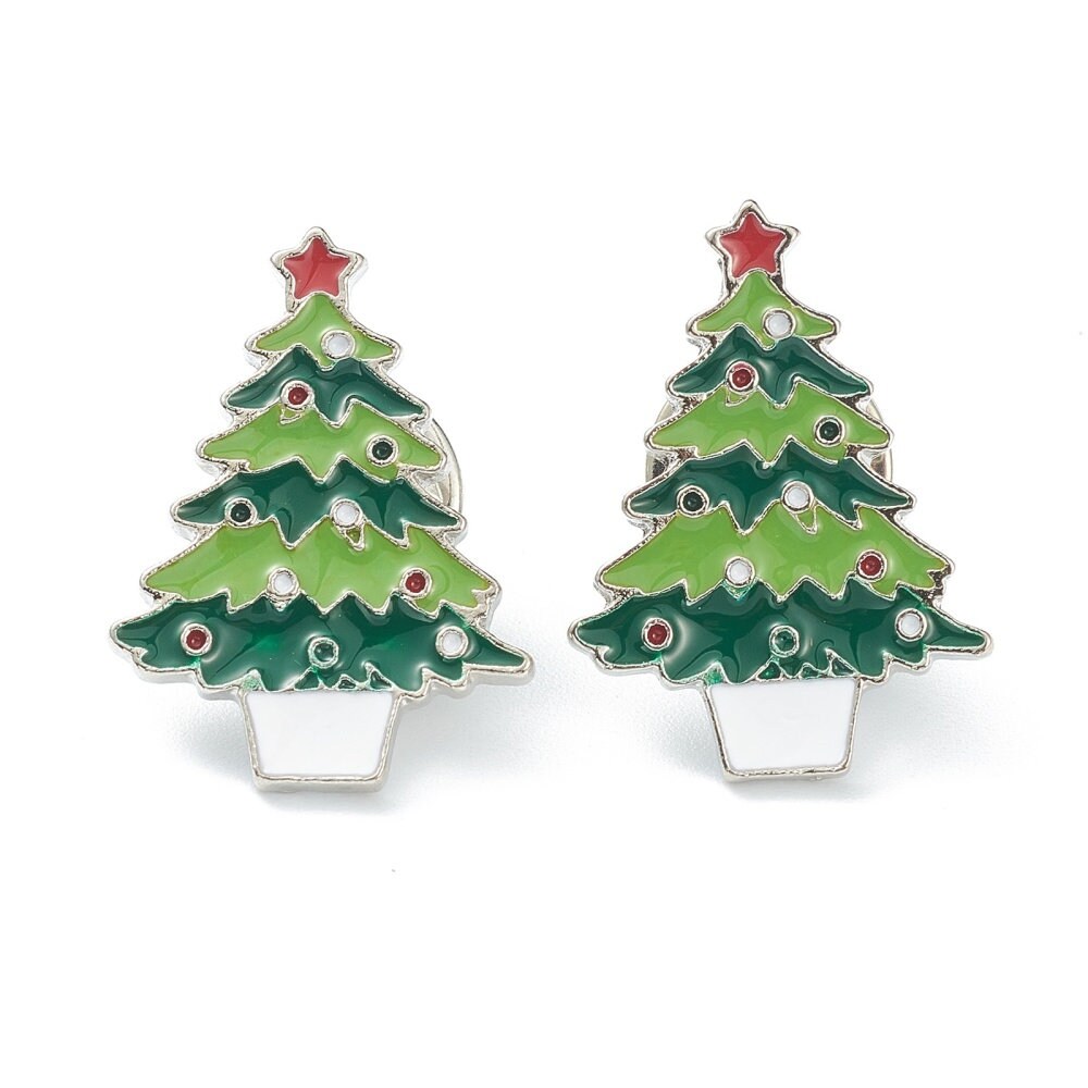 Christmas tree enamel pin badge, 26mm