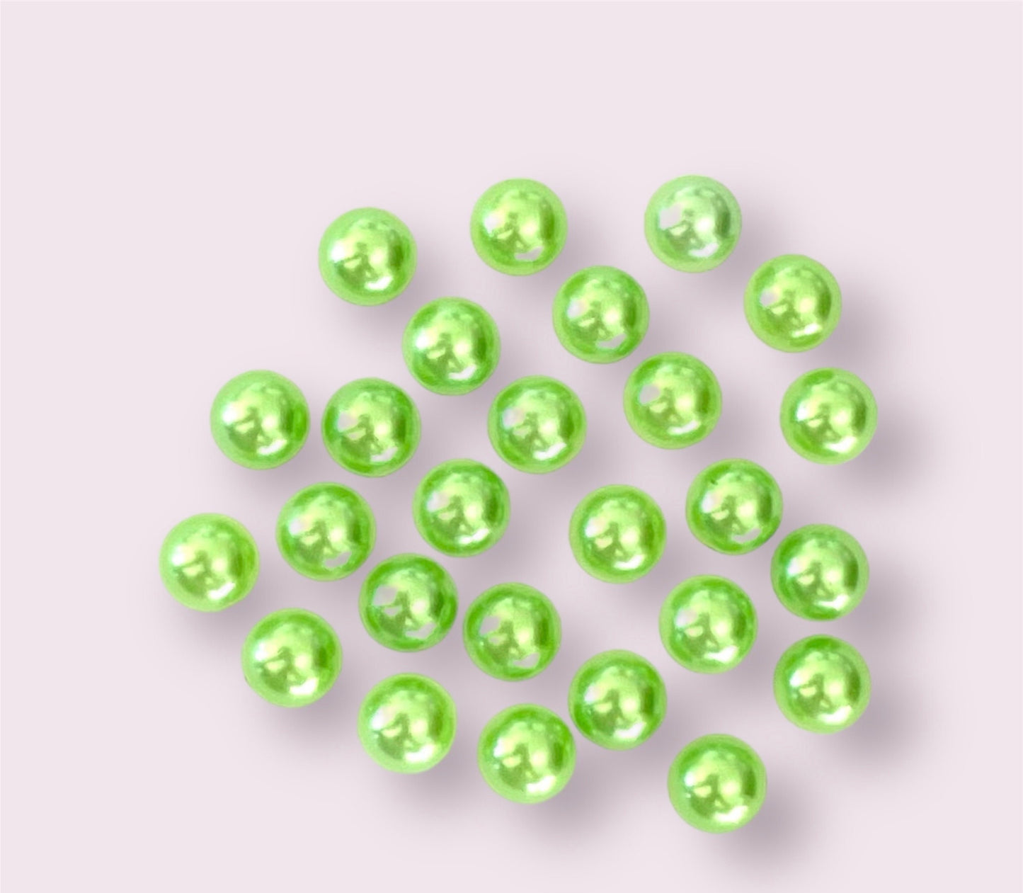 Pale green half round cabochons, 8mm