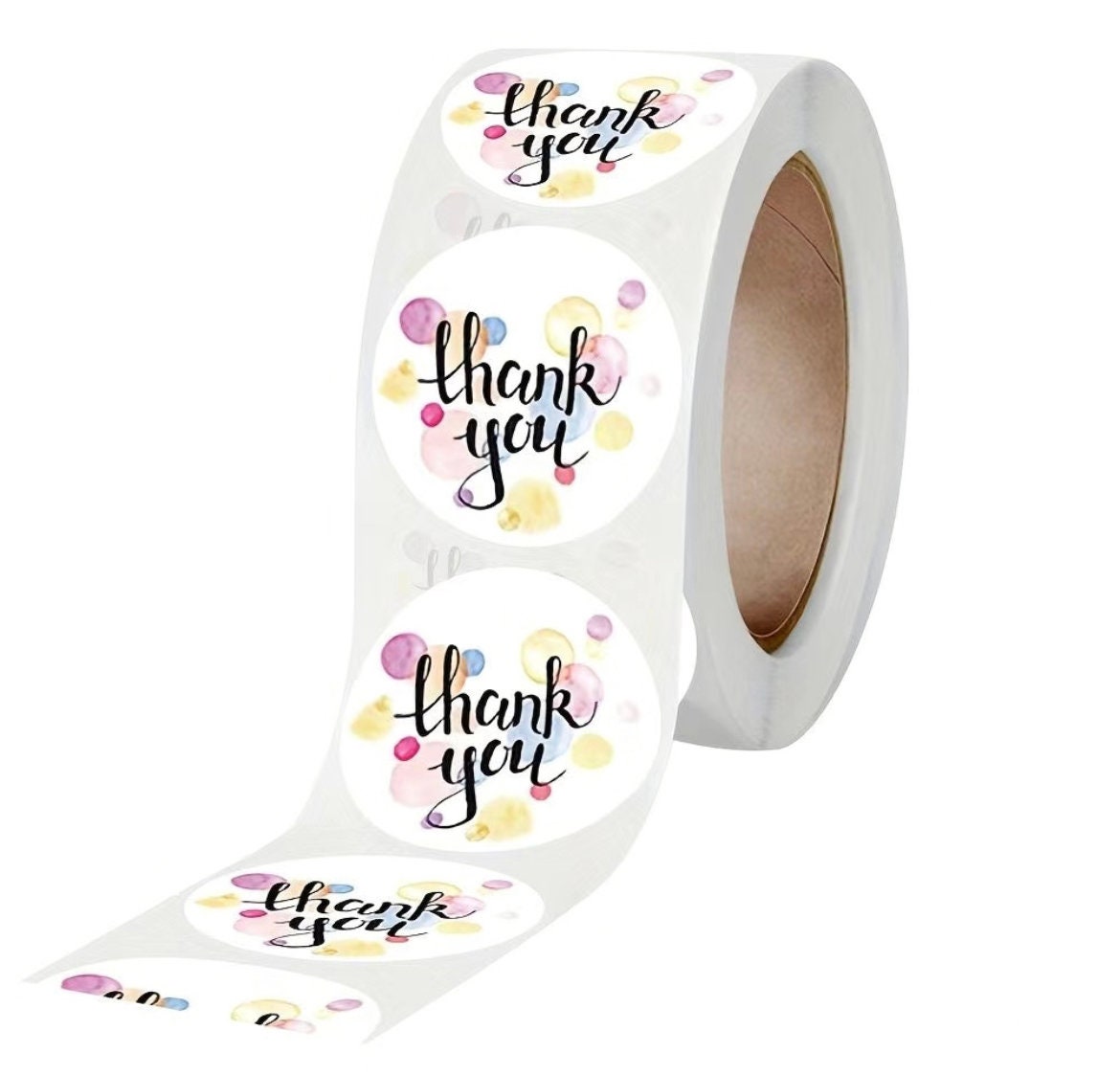 Thank you craft stickers, spotty pastel 25mm round
