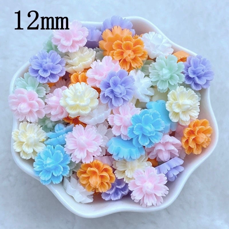 pale pastel 12mm flower cabochon mix