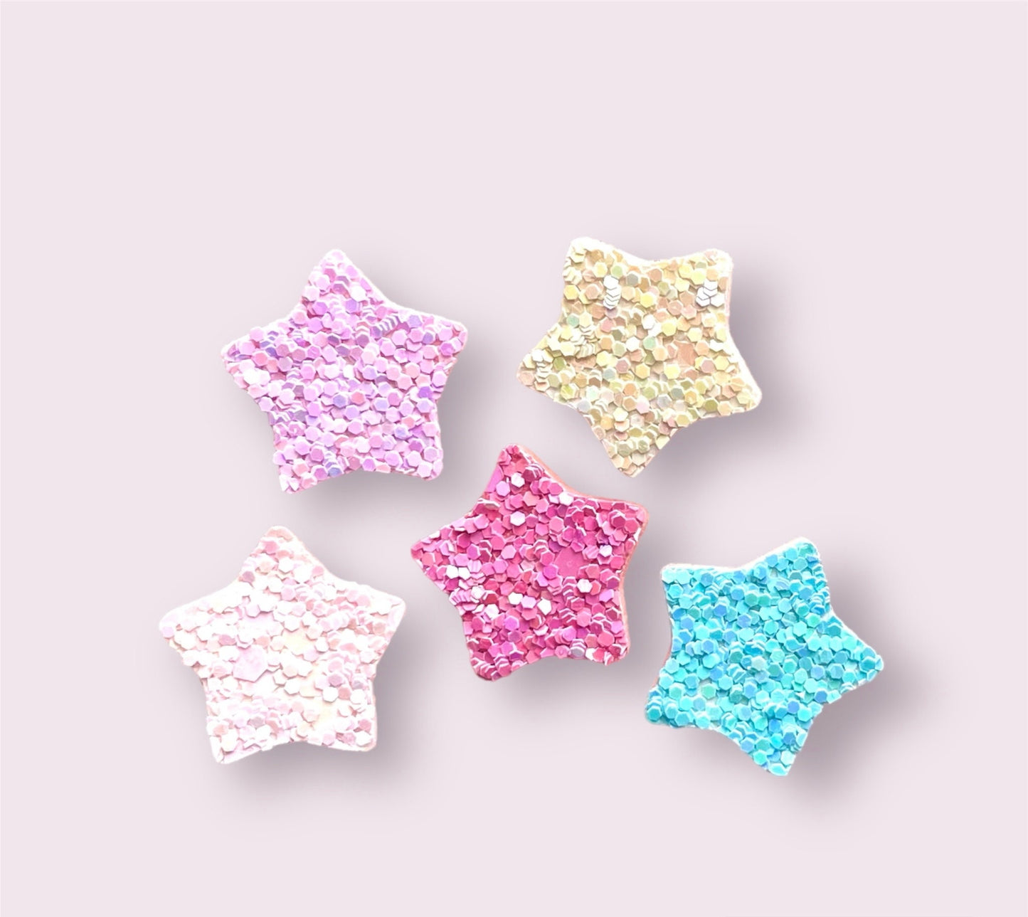 Star felt fabric glitter appliqués, padded fabric 20mm