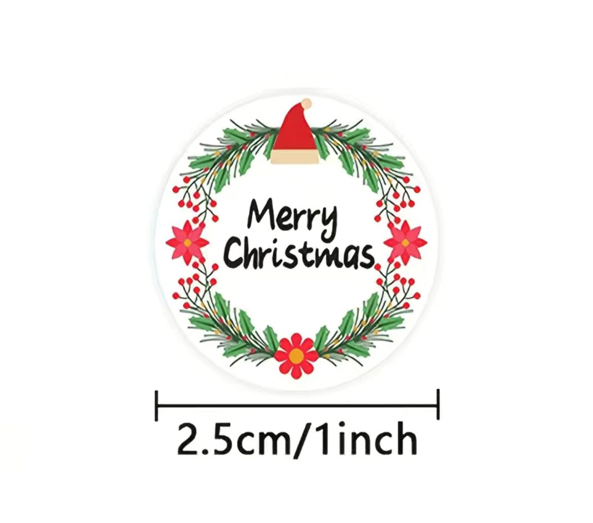 Christmas craft stickers, 25mm round red and green