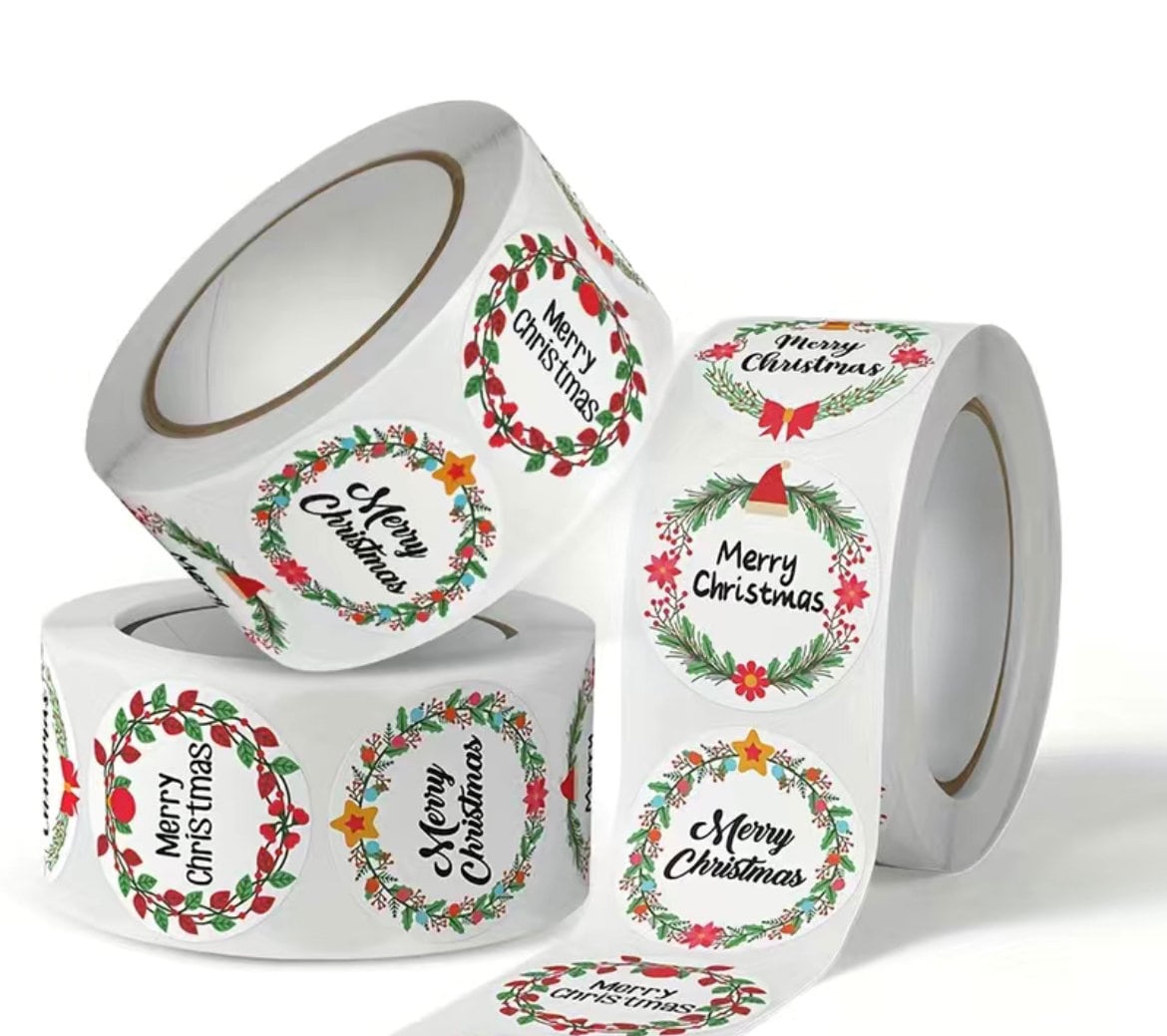 Christmas craft stickers, 25mm round red and green