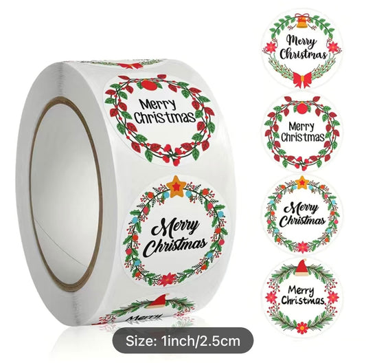 Christmas craft stickers, 25mm round red and green