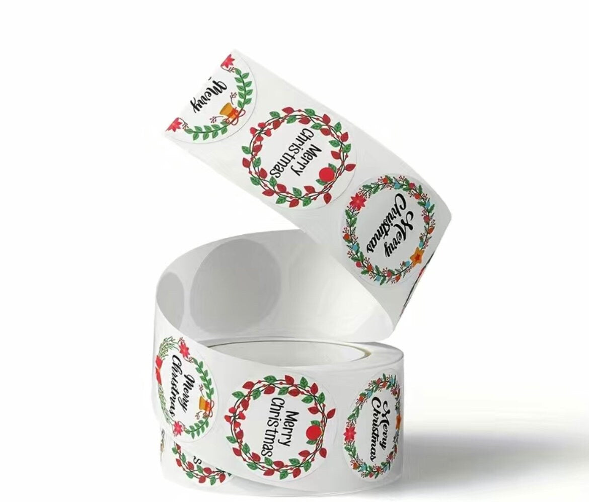 Christmas craft stickers, 25mm round red and green