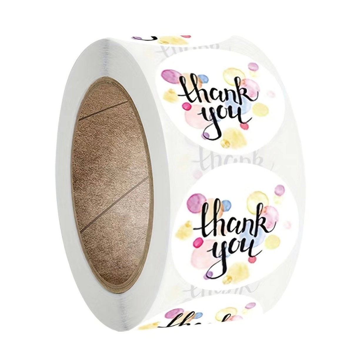 Thank you craft stickers, spotty pastel 25mm round