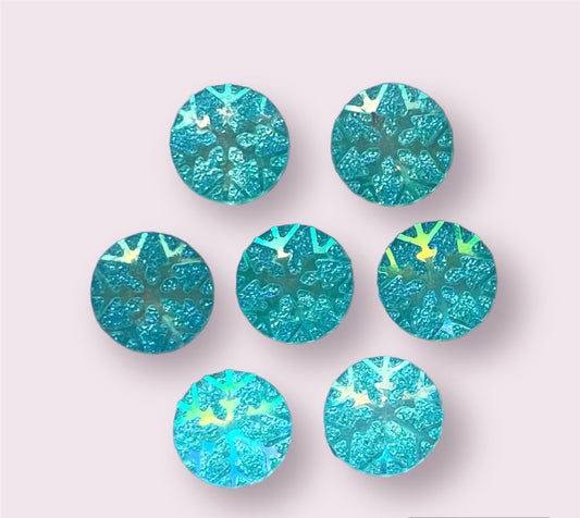 Snowflake cabochons, 12mm blue
