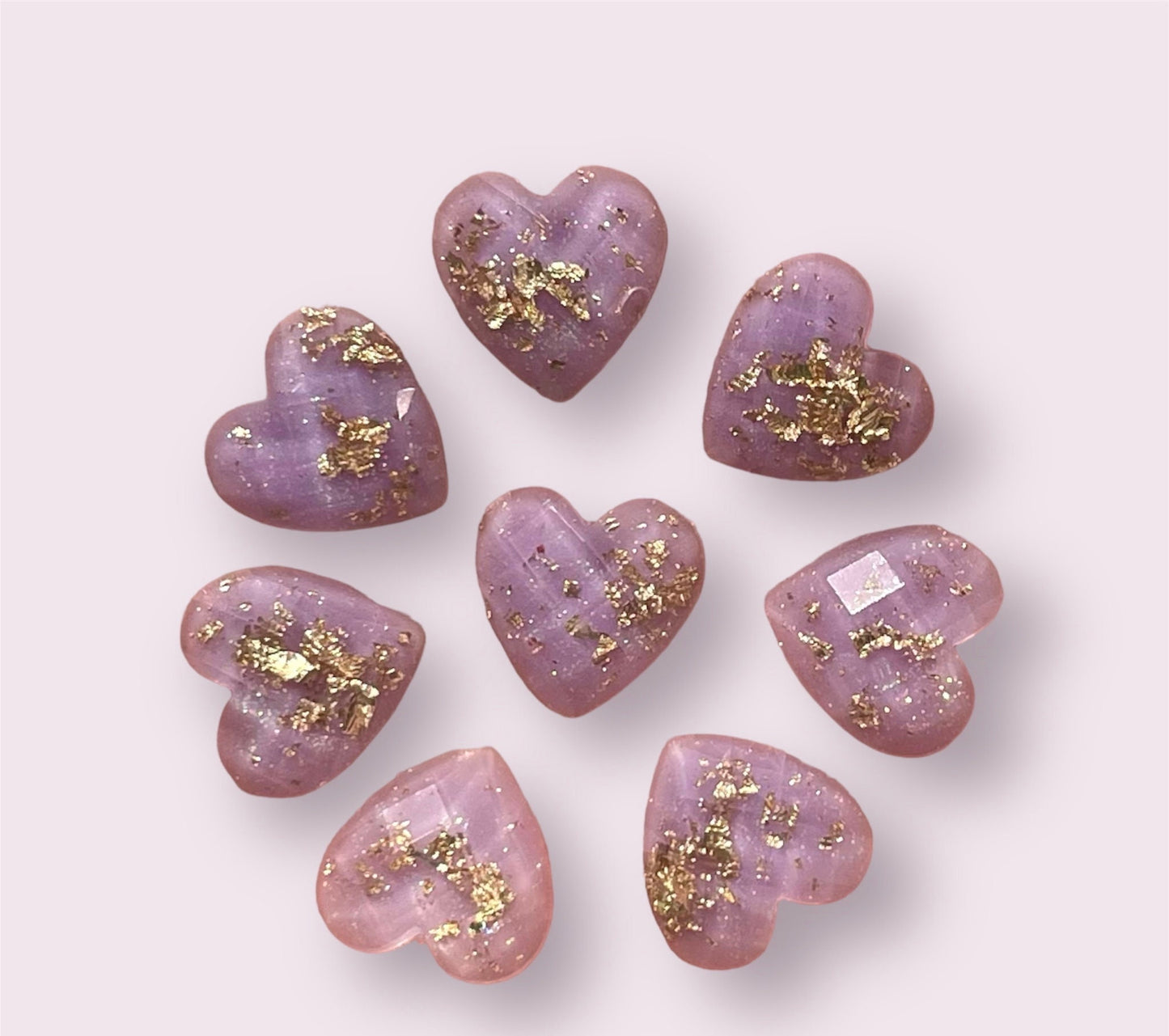 Purple heart embellishments, purple 12mm