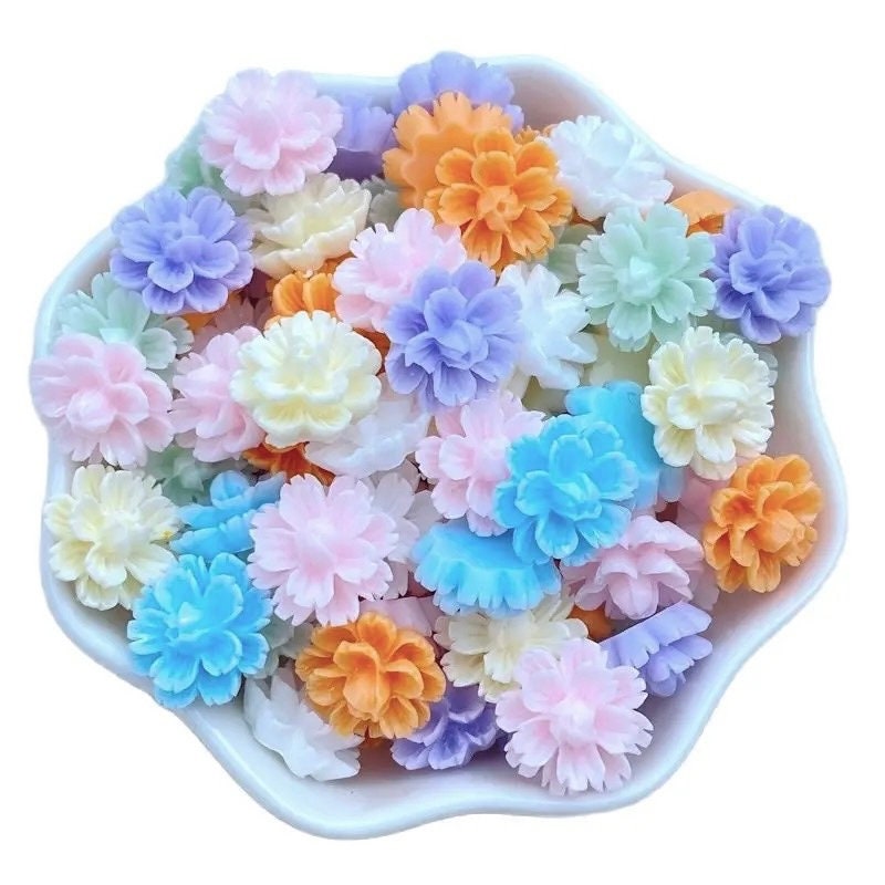 pale pastel 12mm flower cabochon mix