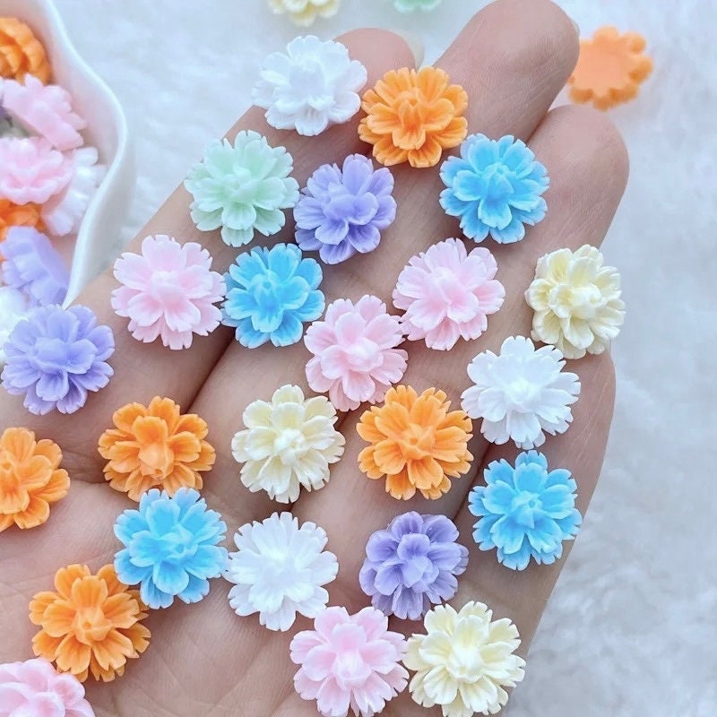 pale pastel 12mm flower cabochon mix