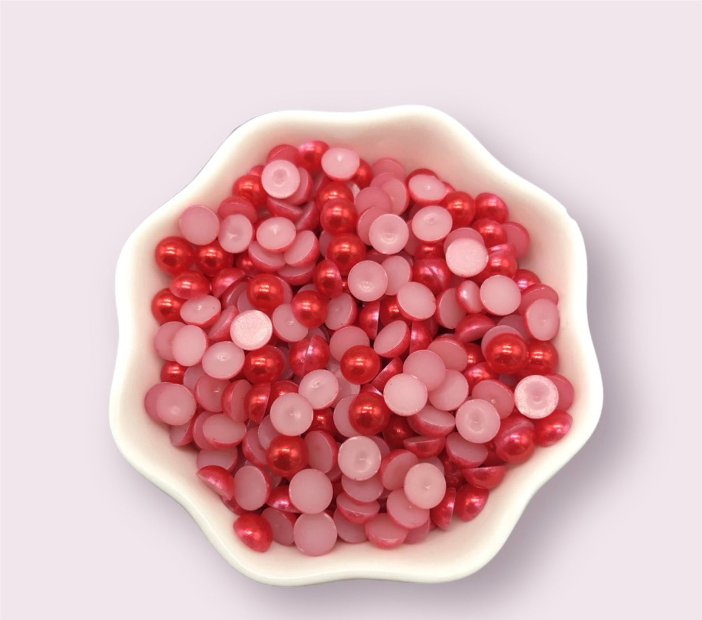 Red half round pearl cabochons, 8mm