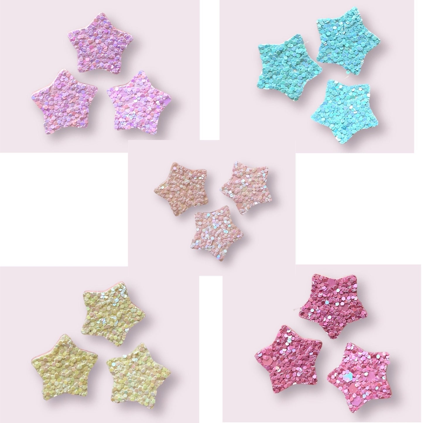 Star felt fabric glitter appliqués, padded fabric 20mm