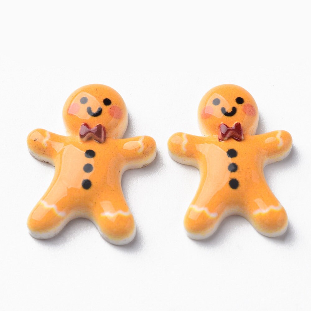 Gingerbread man resin cabochons, 23mm