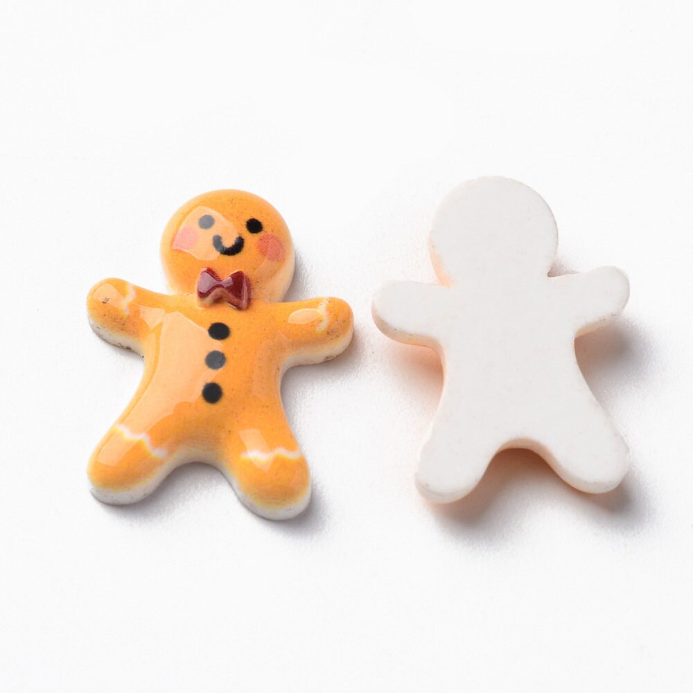 Gingerbread man resin cabochons, 23mm