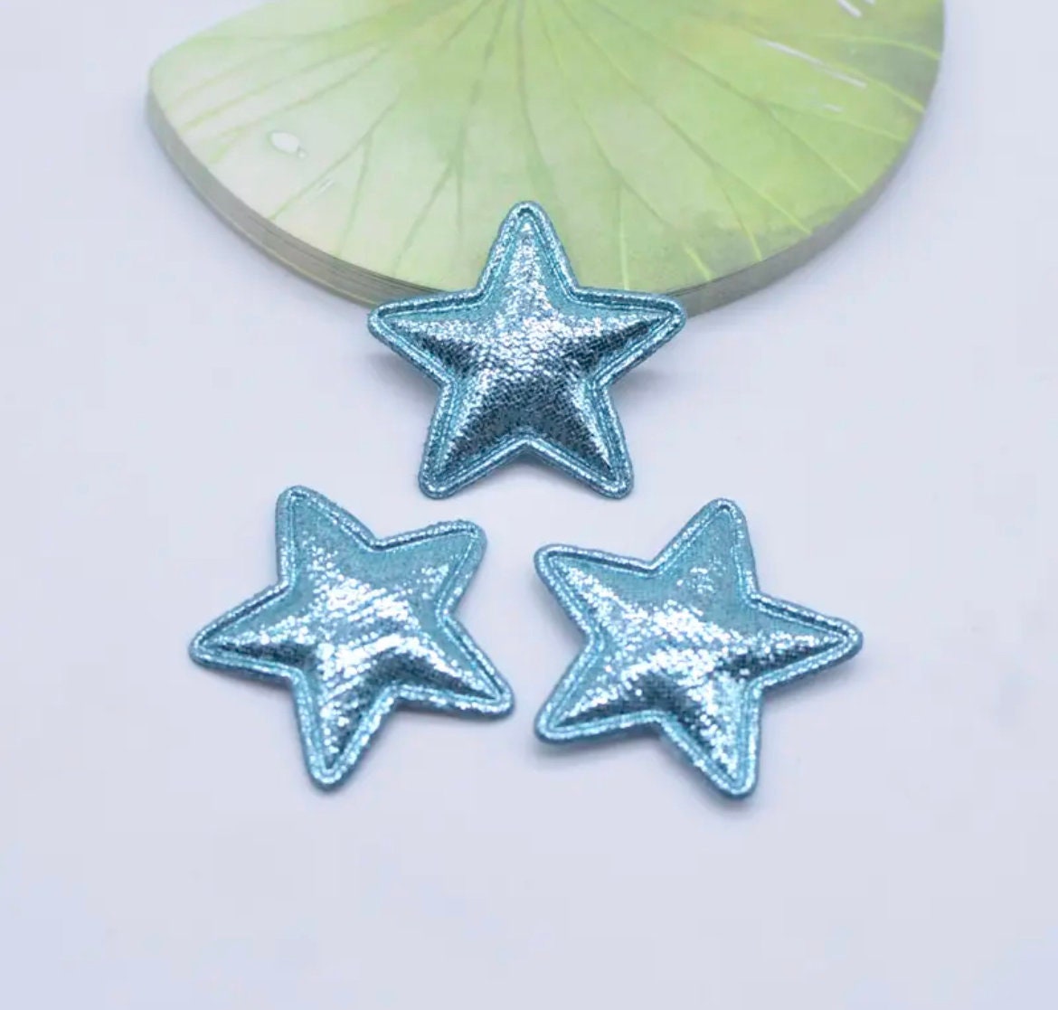 Blue fabric Star, fabric metallic appliqués