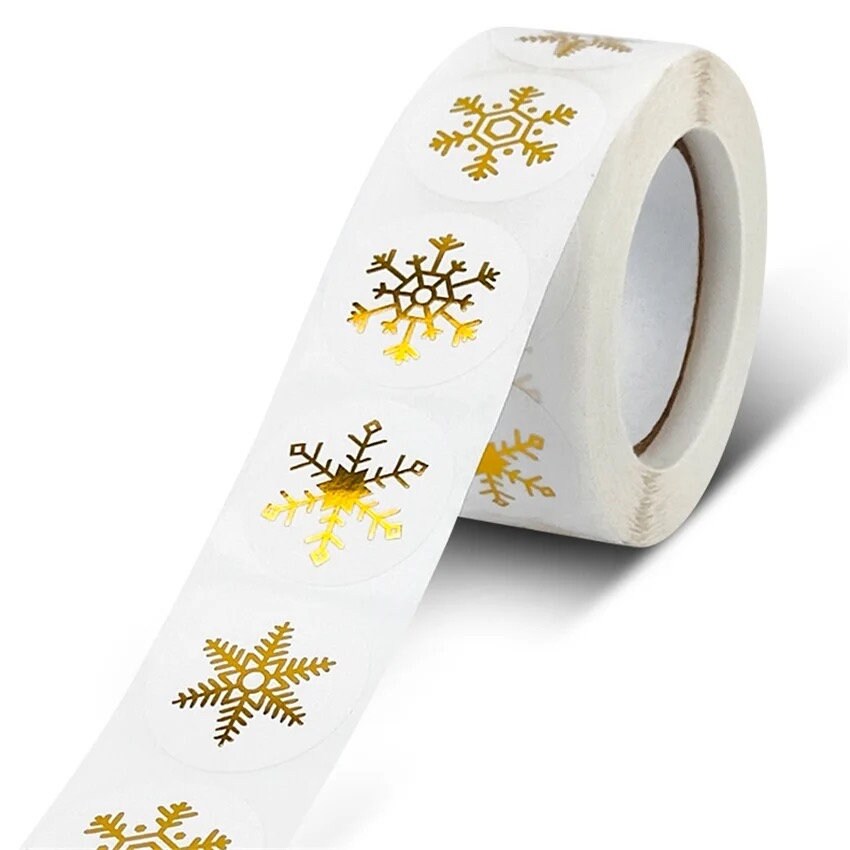 Snowflake craft stickers, gold 25mm
