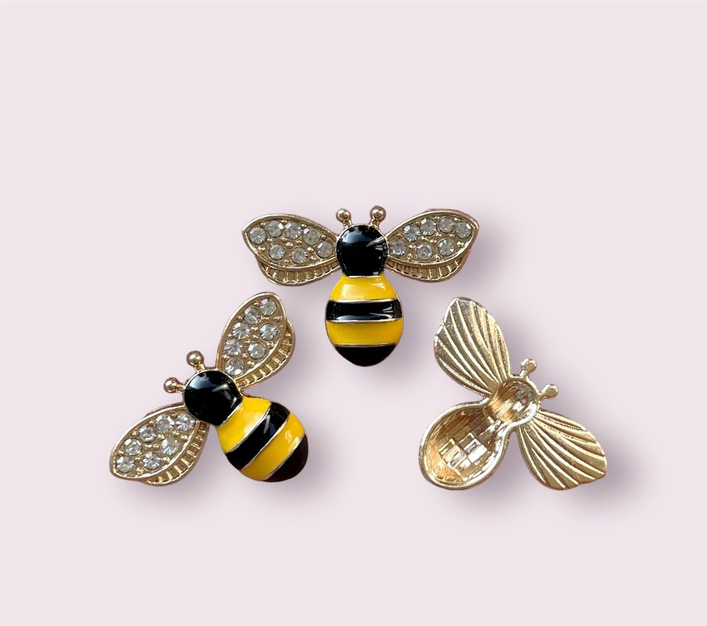 Bee cabochons, 24mm enamel