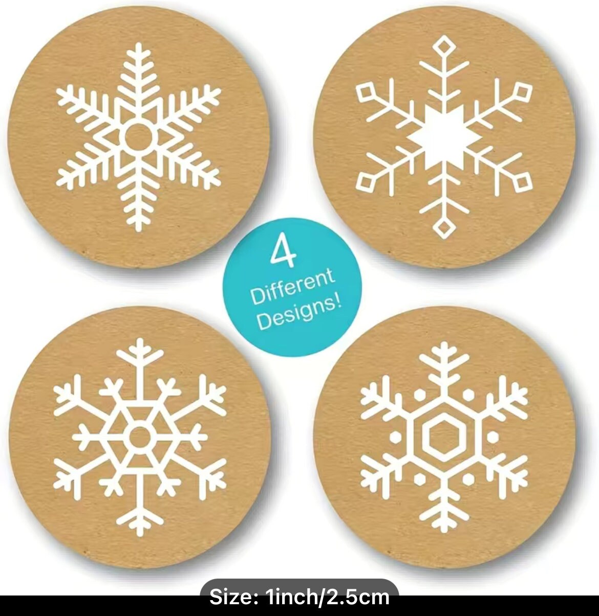 Snowflake craft stickers, brown 25mm