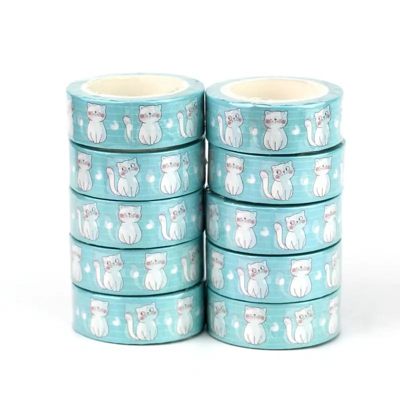 Cat washi tape roll, 10m single sided