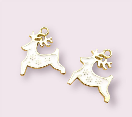 Reindeer charms, white 20mm