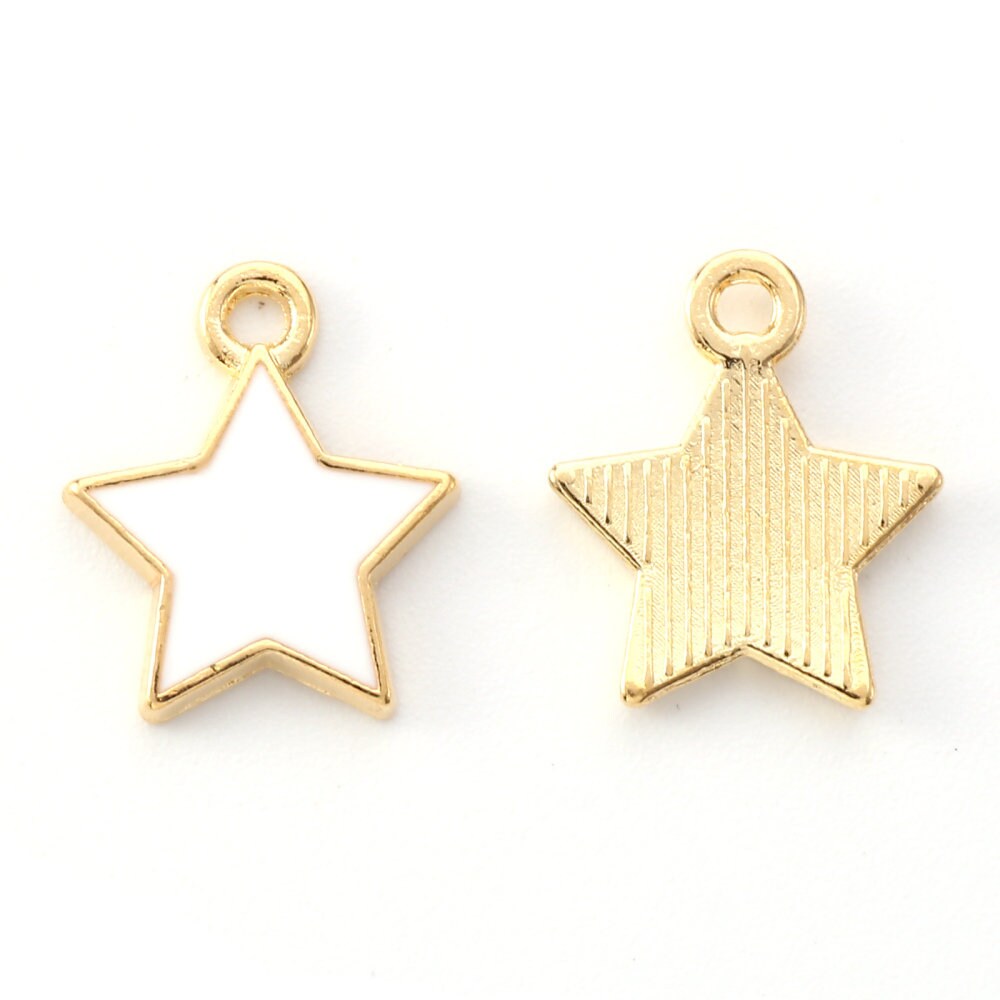 White star charms, 14mm