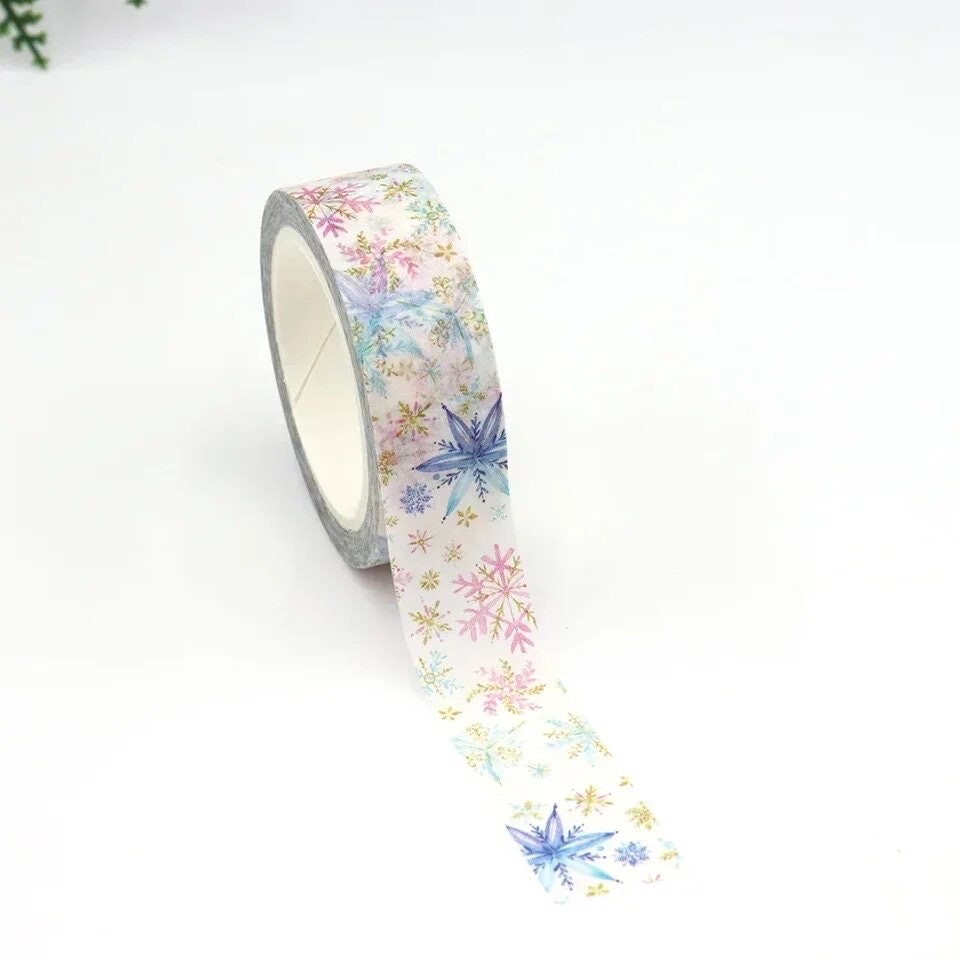 Snowflake pastel washi tape, xmas tape, 10m