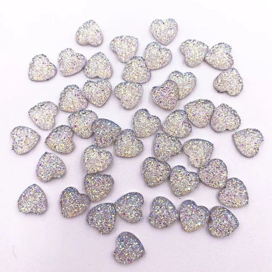 Clear glitter heart embellishments, 8mm