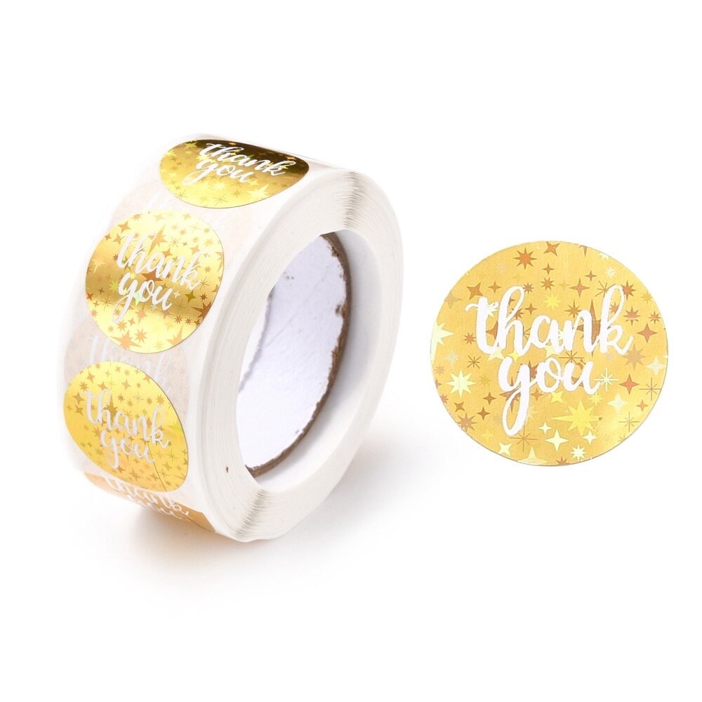 Thank you craft stickers, 25mm gold metallic