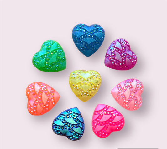 Heart embellishments, mix colour patterned 12mm