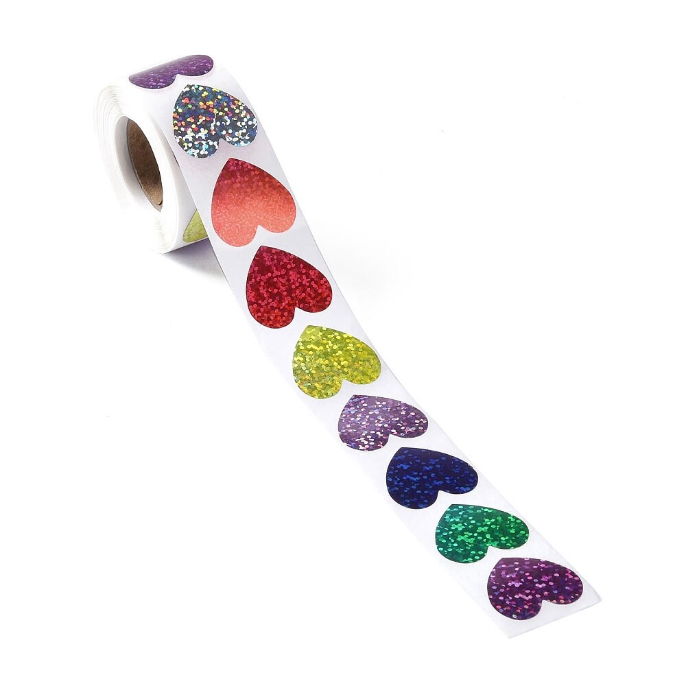 Heart sparkly craft stickers, 25mm