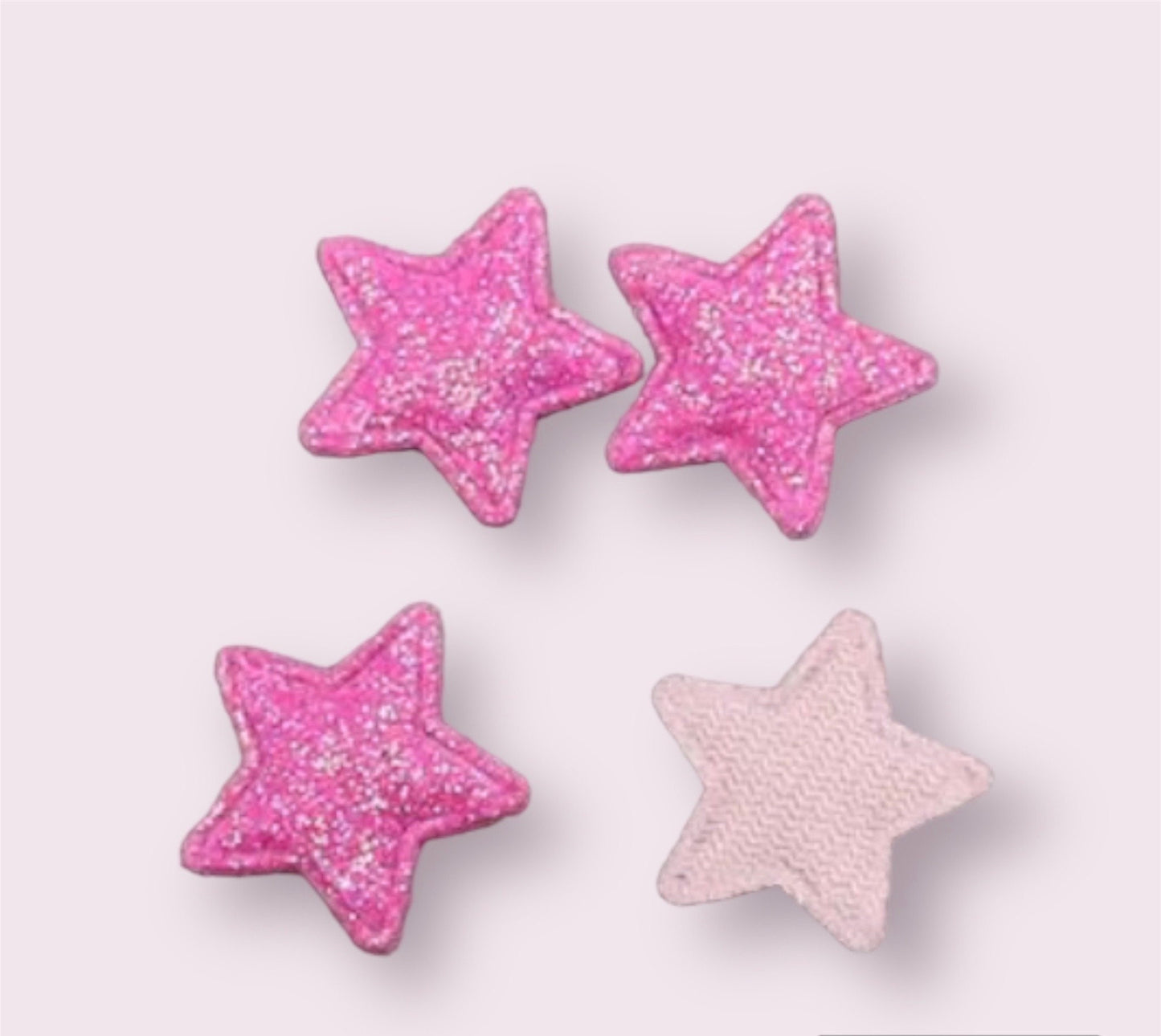 Star fabric pink glitter appliqués, padded fabric 18mm