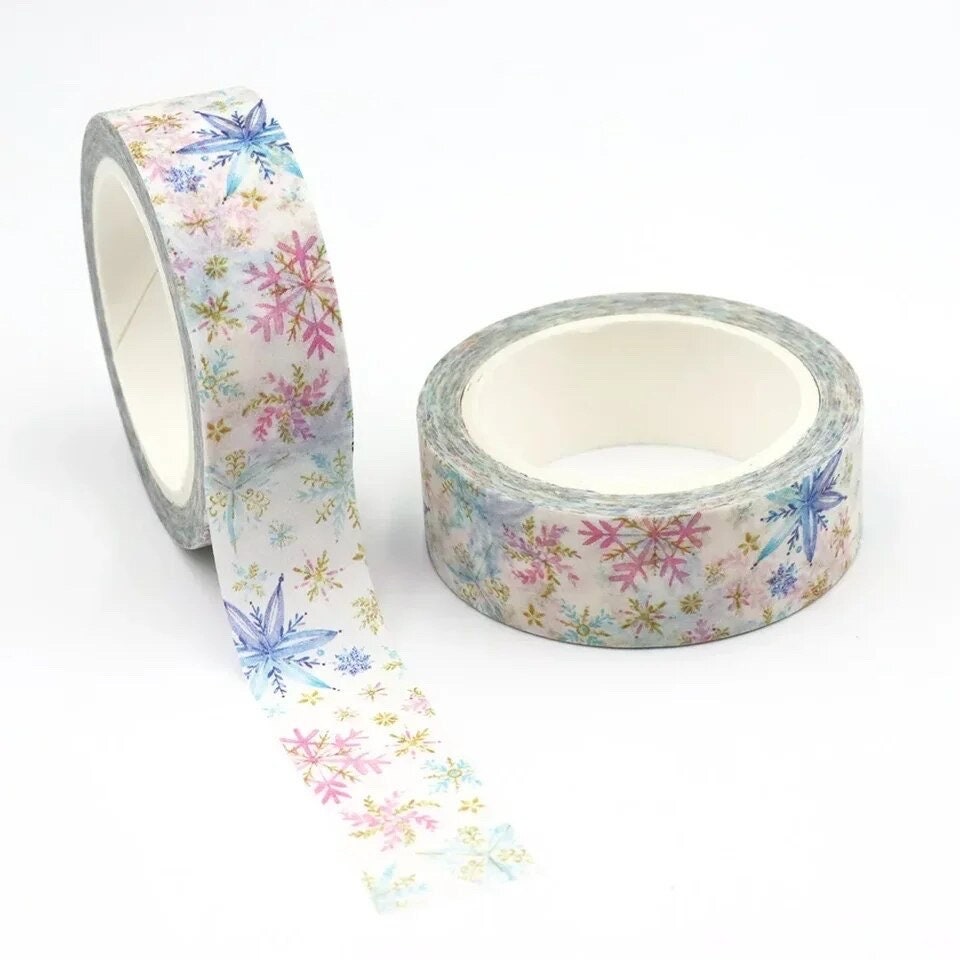 Snowflake pastel washi tape, xmas tape, 10m