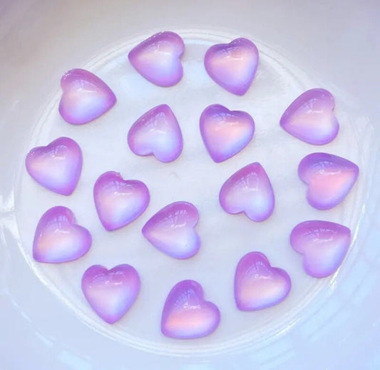 Heart embellishments, lilac opalescent 10mm