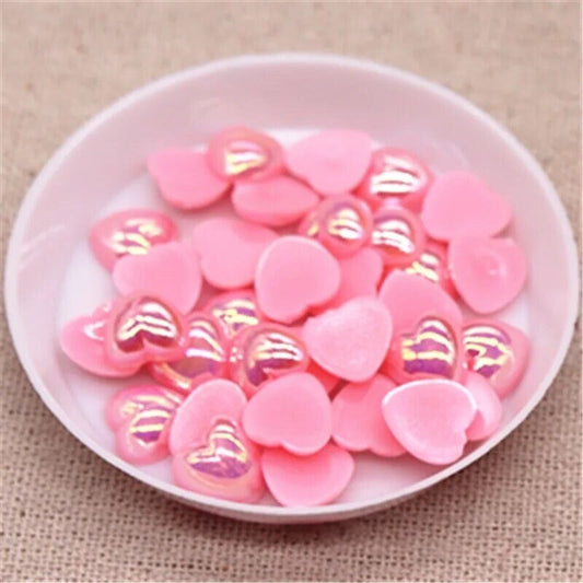 Pink heart embellishments, pink 10mm