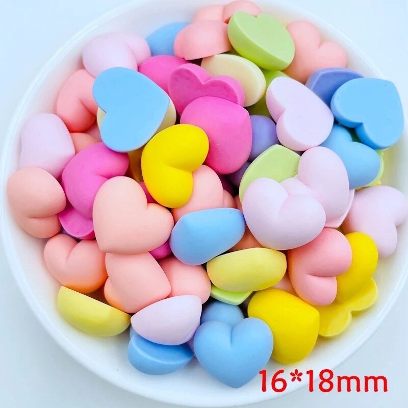 heart resin embellishments, 18mm chunky