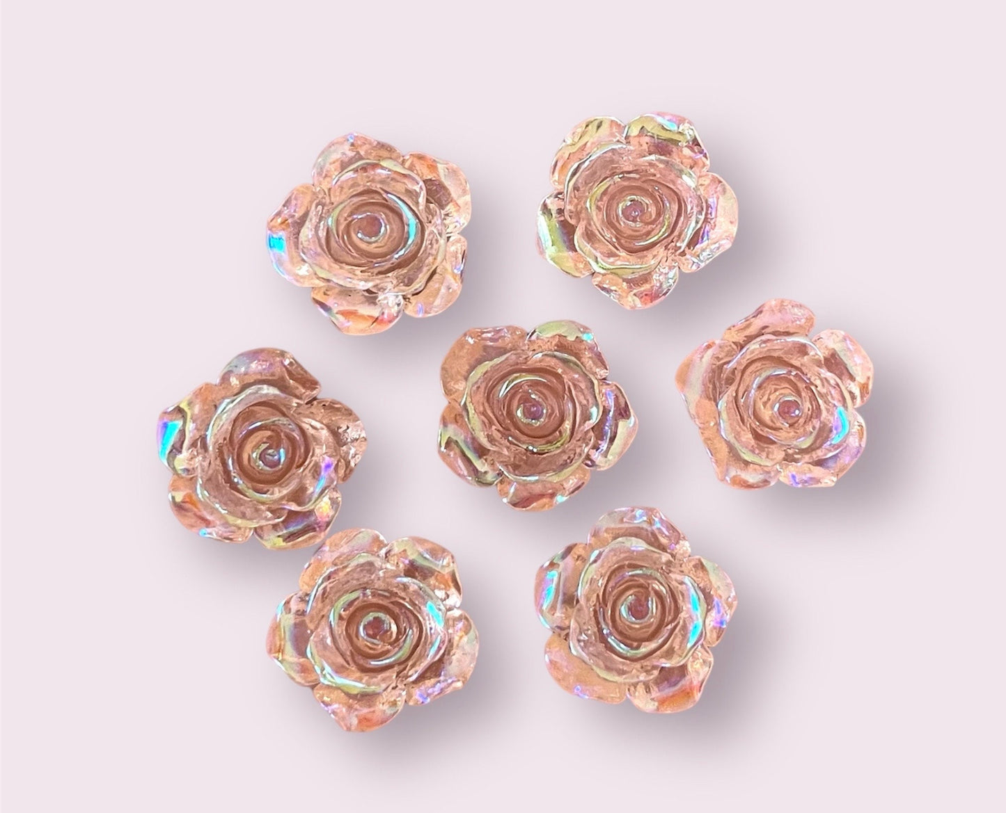 Peach rose flower cabochon, 15mm