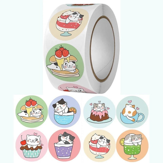 Cat circular craft stickers, 25mm