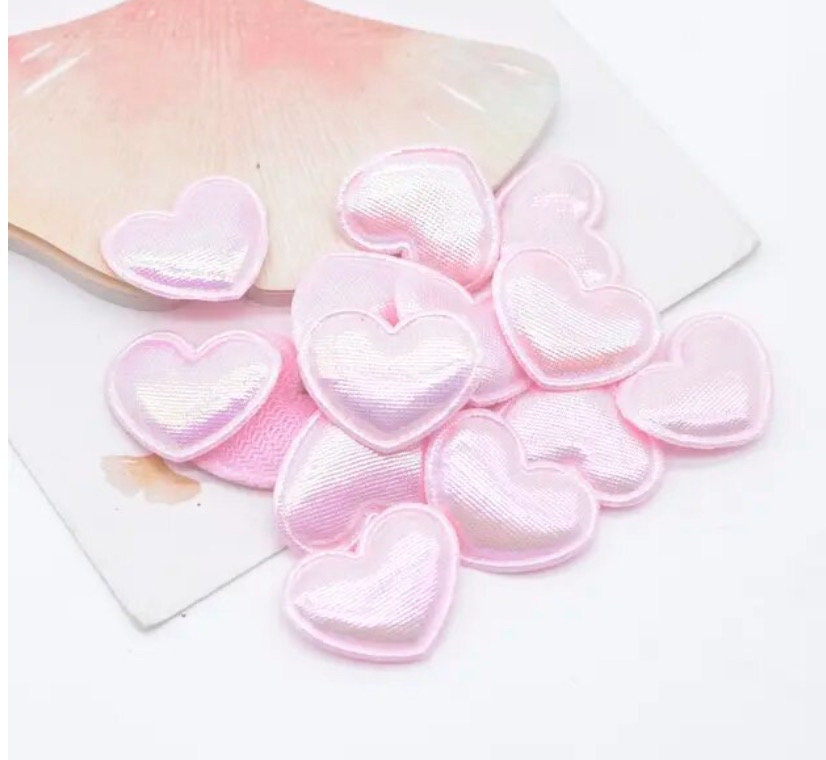 Heart fabric pink pastel embellishments, 22mm