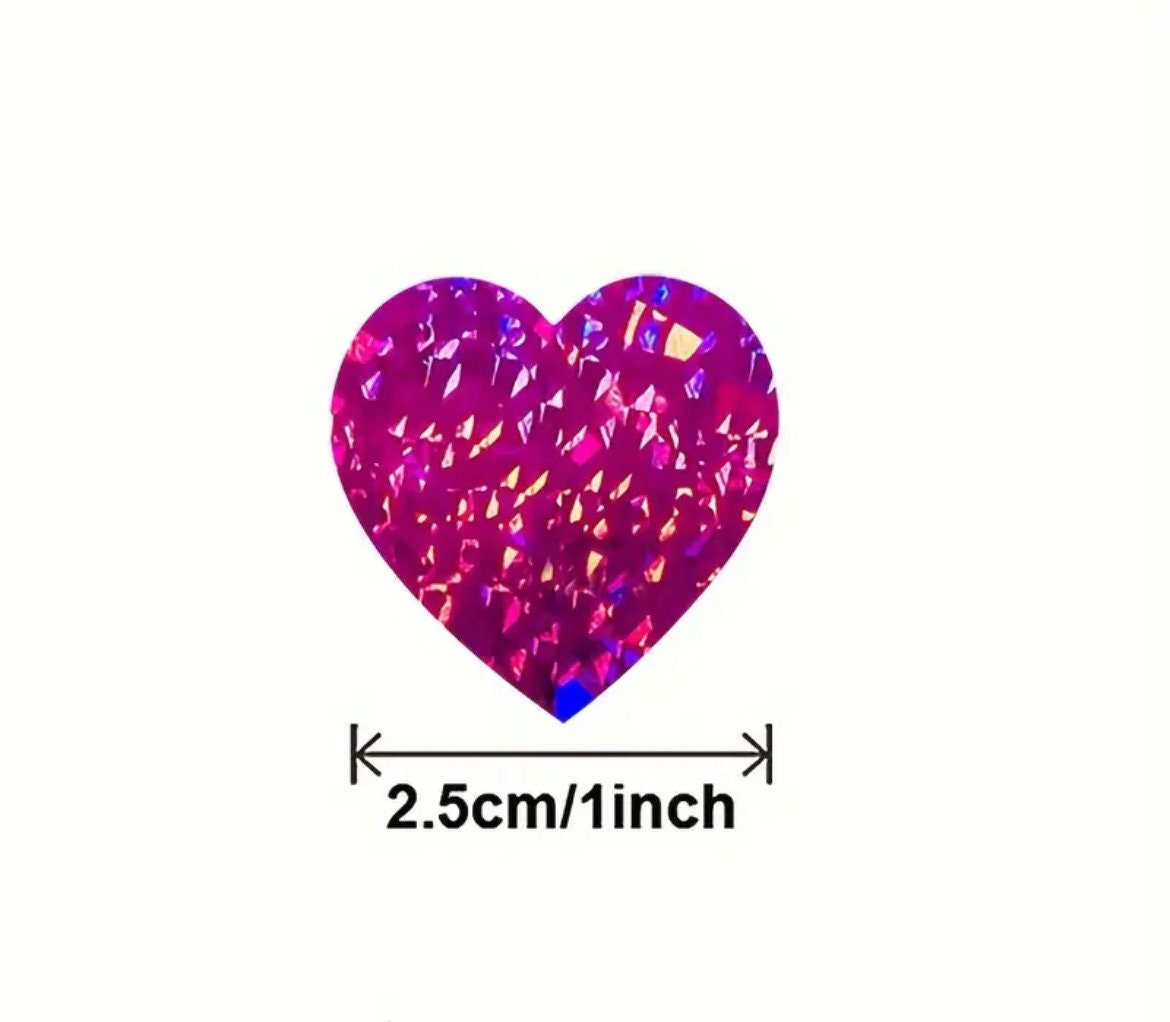 Heart deep pink sparkly craft stickers, 25mm