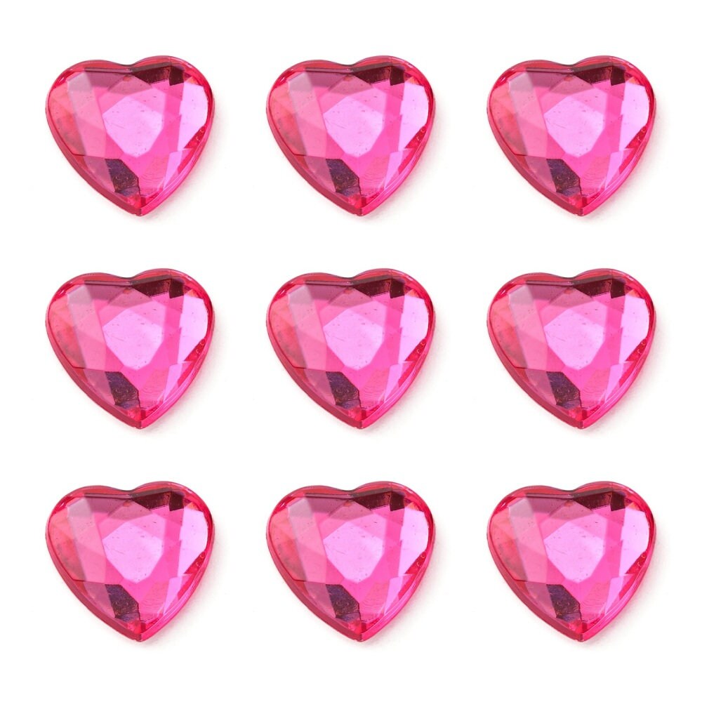 Pink heart embellishments, deep pink 12mm