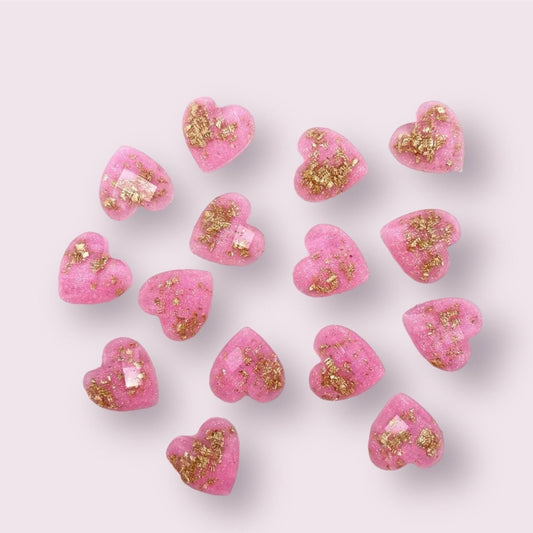 Pink and gold heart embellishments, 12mm