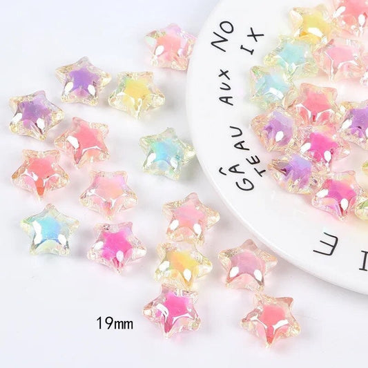 Star shaped acrylic beads, 19mm