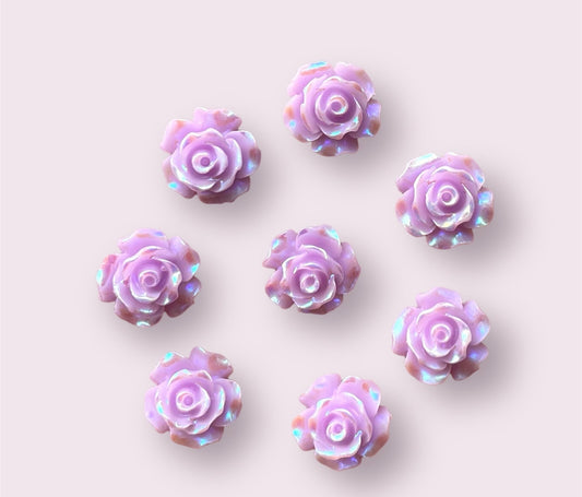 Lilac rose flower cabochon, 10mm