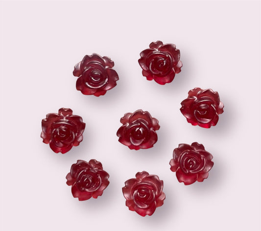 Red rose cabochons, burgundy 8mm