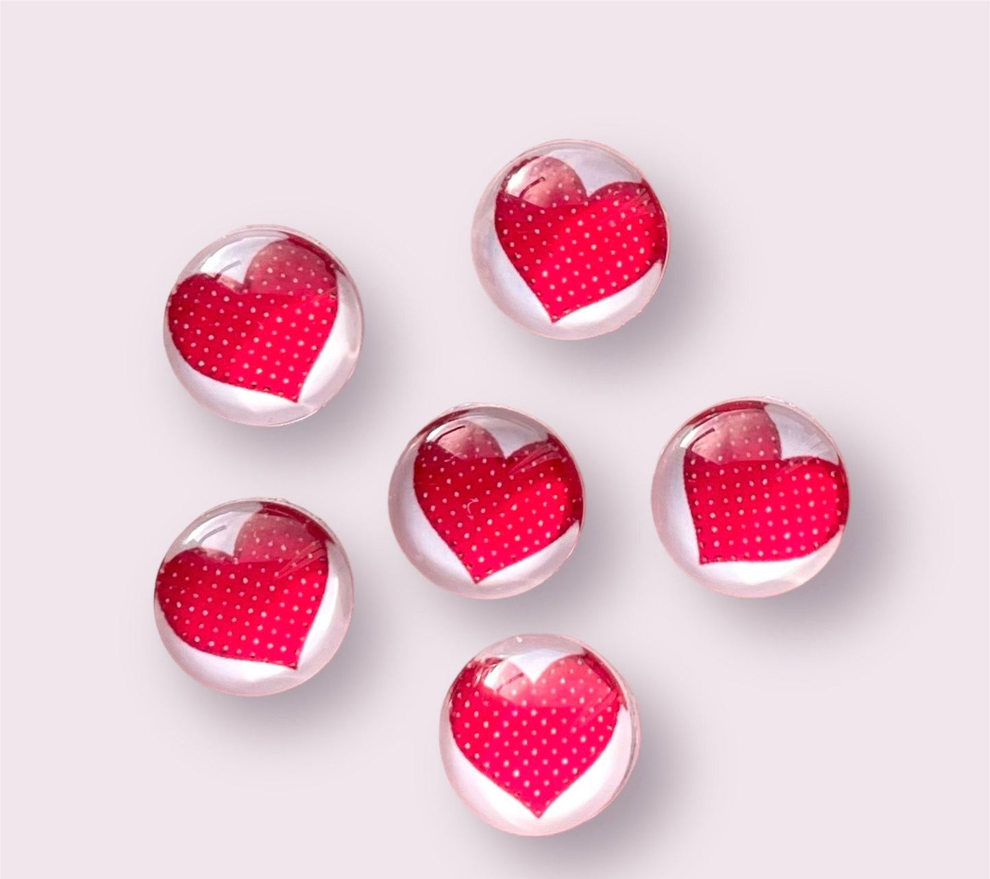 round heart dotty pattern glass cabochons,12mm