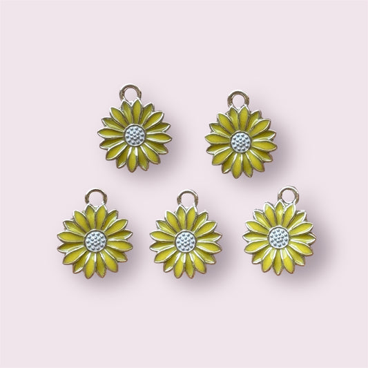 Daisy charms, yellow, 17mm