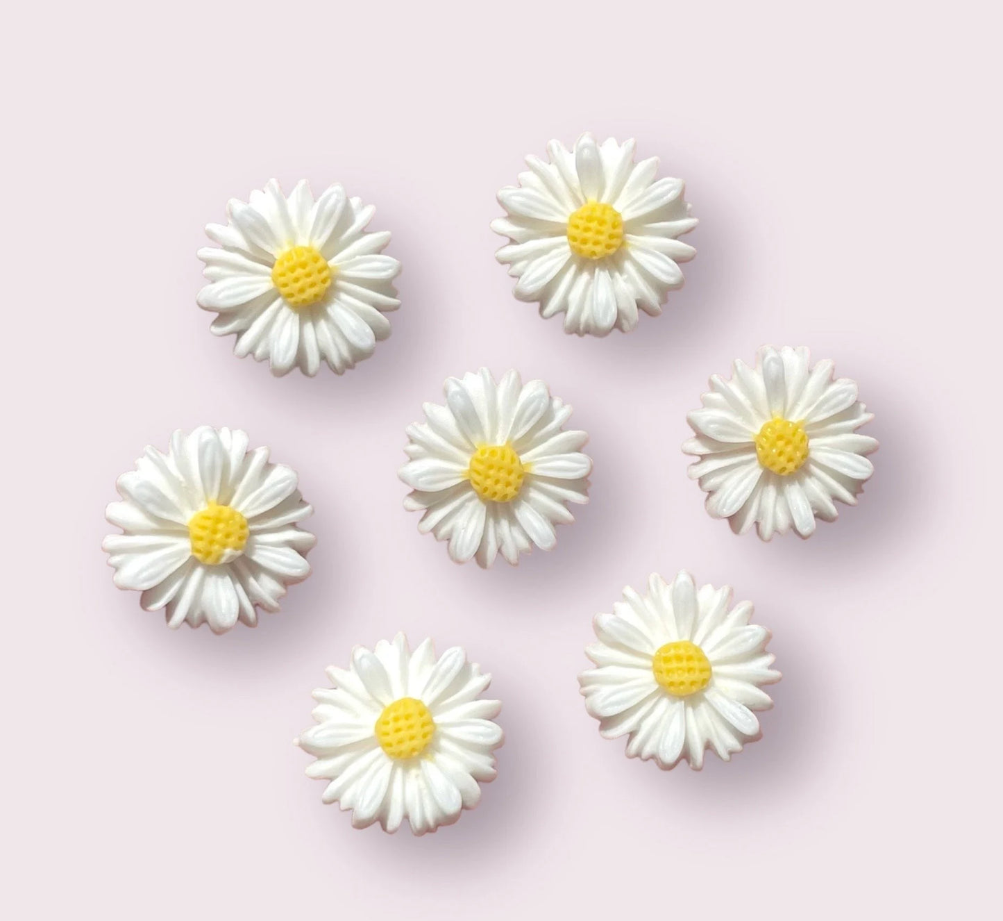 Daisy resin cabochon, 12mm white