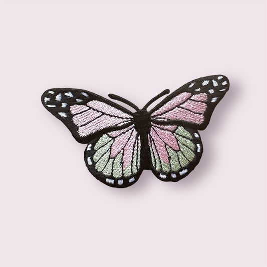 Pink iron on butterfly patch, iron on