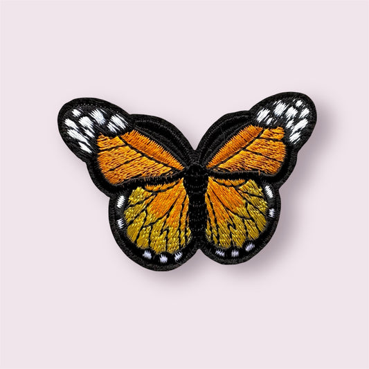 Orange iron on butterfly patch, 7cm iron on