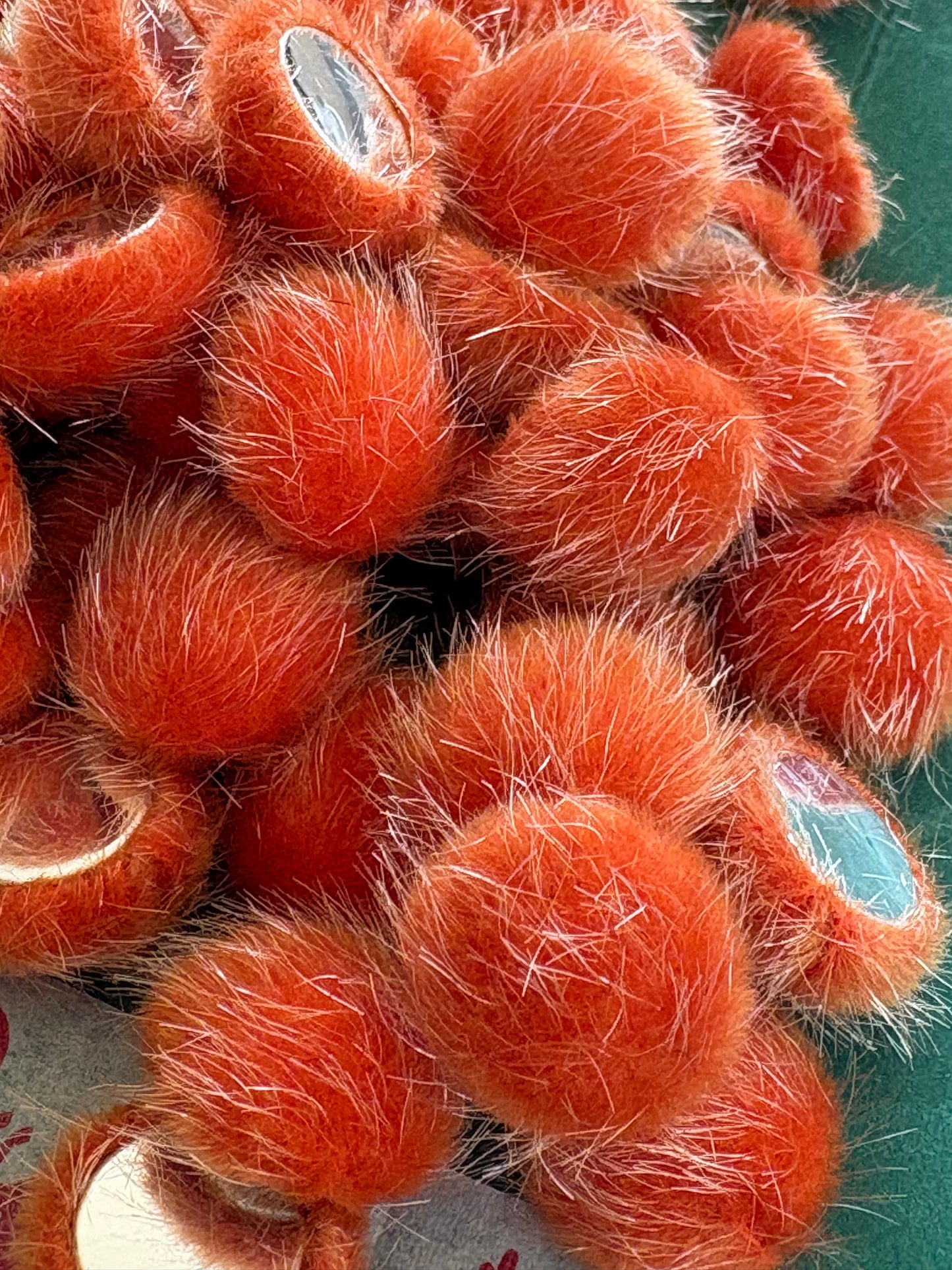 Fluffy round embellishments, orange 16mm